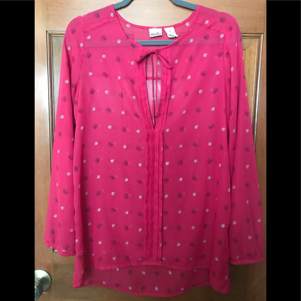 Sheer fuchsia blouse